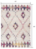 4' X 6' Cream Damask Area Rug - Homeroots