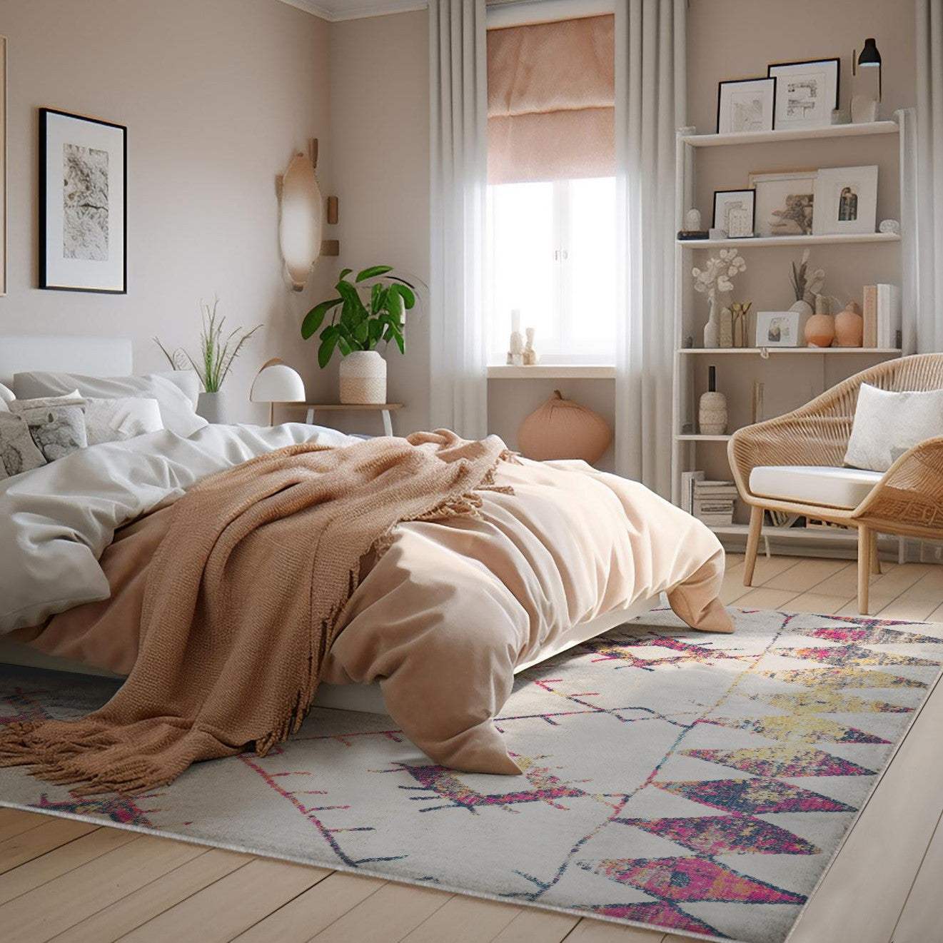 5' X 8' Cream Damask Area Rug - Homeroots - Flyclothing LLC