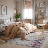 5' X 8' Cream Damask Area Rug