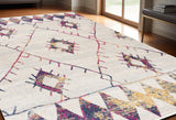 5' X 8' Cream Damask Area Rug