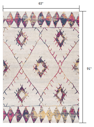5' X 8' Cream Damask Area Rug - Homeroots - Flyclothing LLC