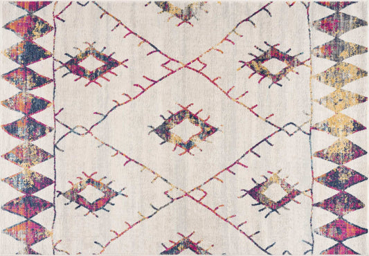 5' X 8' Cream Damask Area Rug - Homeroots - Flyclothing LLC