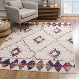 7' X 10' Cream Damask Area Rug - Homeroots