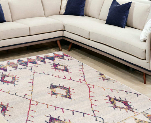 7' X 10' Cream Damask Area Rug - Homeroots - Flyclothing LLC