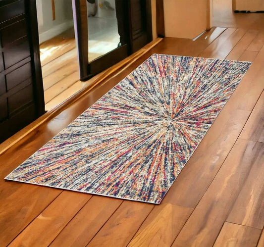 2' X 5' Cream Celestial Burst Abstract Area Rug - Homeroots - Flyclothing LLC