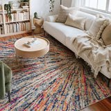 5' X 8' Cream Celestial Burst Abstract Area Rug - Homeroots - Flyclothing LLC