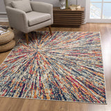 8' X 11' Cream Celestial Burst Abstract Area Rug - Homeroots - Flyclothing LLC