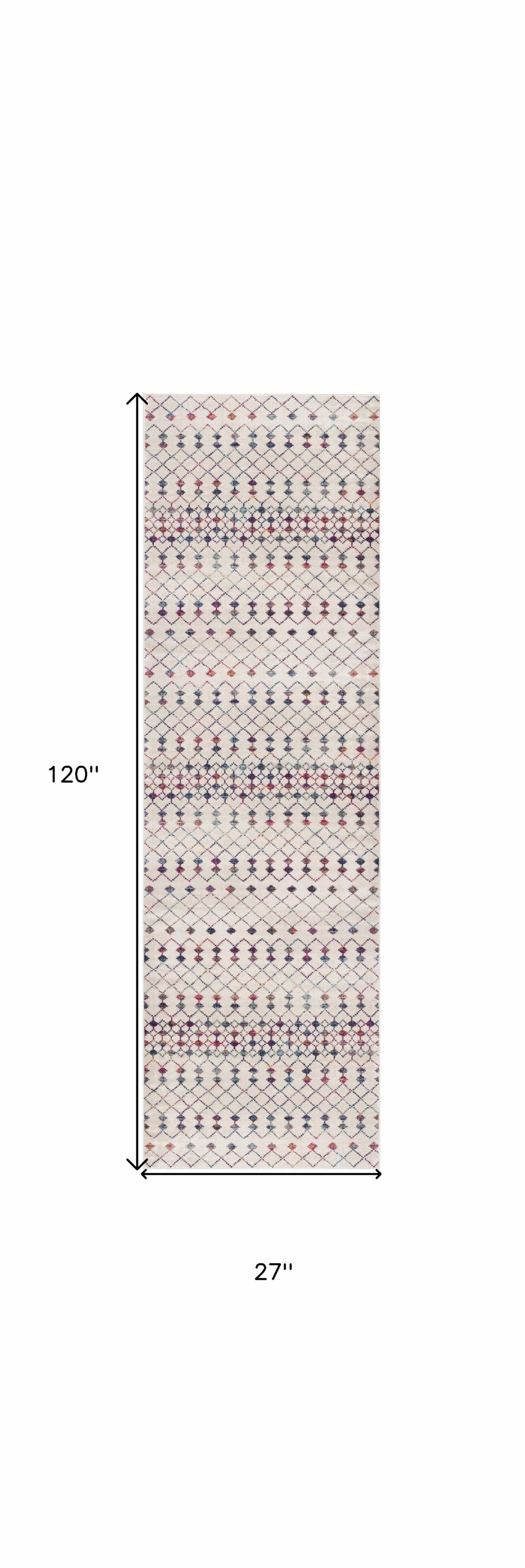 10' Cream Ikat Area Rug - Homeroots - Flyclothing LLC