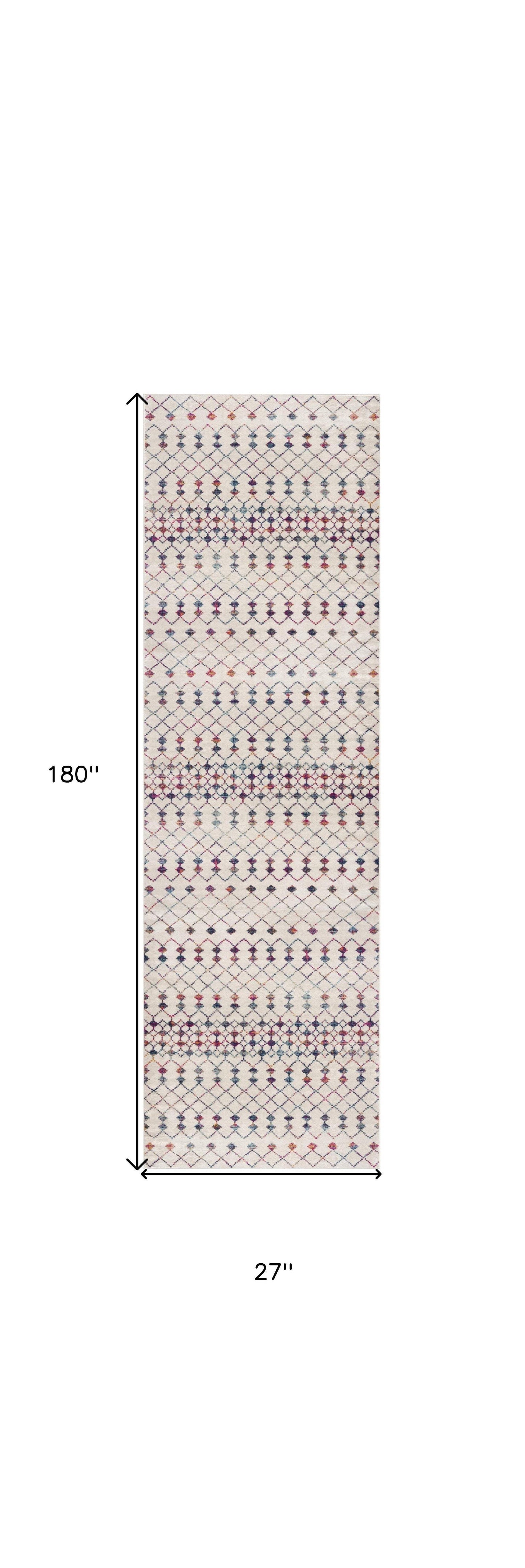 15' Cream Ikat Area Rug - Homeroots - Flyclothing LLC