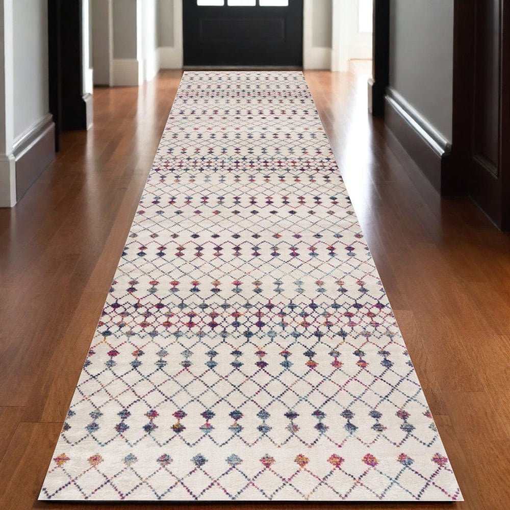 20' Cream Ikat Area Rug - Homeroots