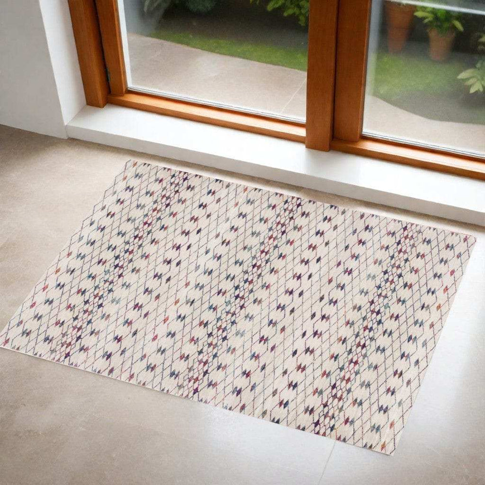2' X 4' Blue and Ivory Ikat Area Rug - Homeroots - Flyclothing LLC