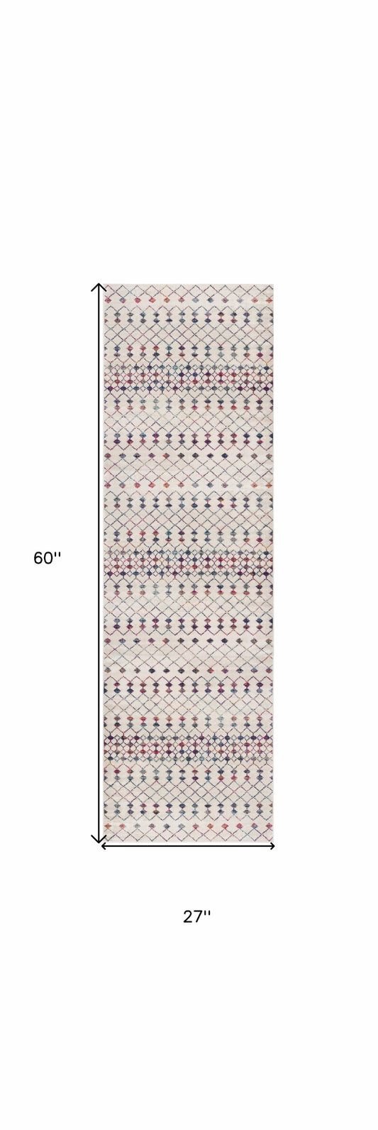2' X 5' Cream Ikat Area Rug - Homeroots - Flyclothing LLC