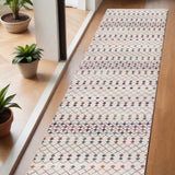 2' X 6' Cream Ikat Area Rug - Homeroots