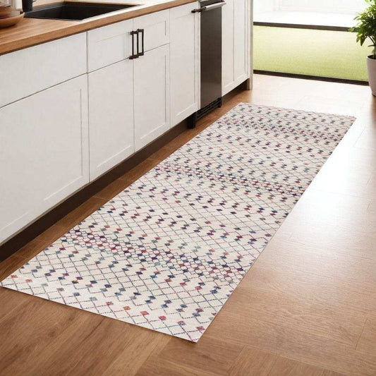 8' Cream Ikat Area Rug - Homeroots - Flyclothing LLC