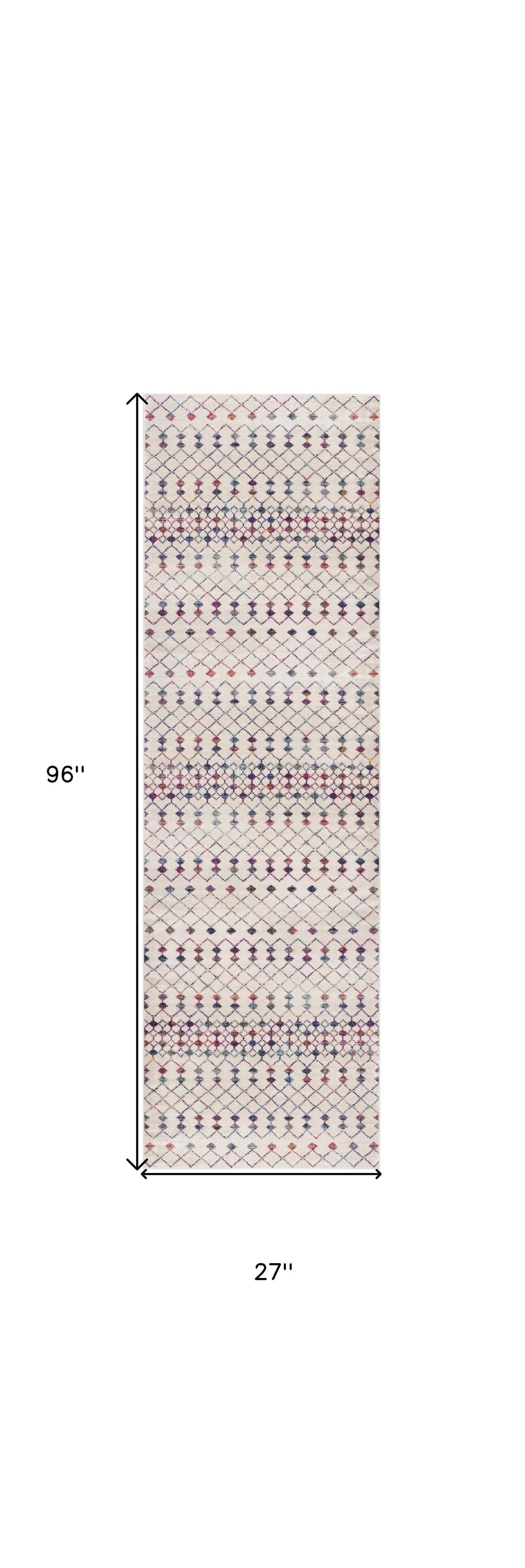 8' Cream Ikat Area Rug - Homeroots - Flyclothing LLC