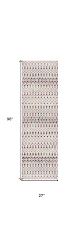 8' Cream Ikat Area Rug - Homeroots - Flyclothing LLC
