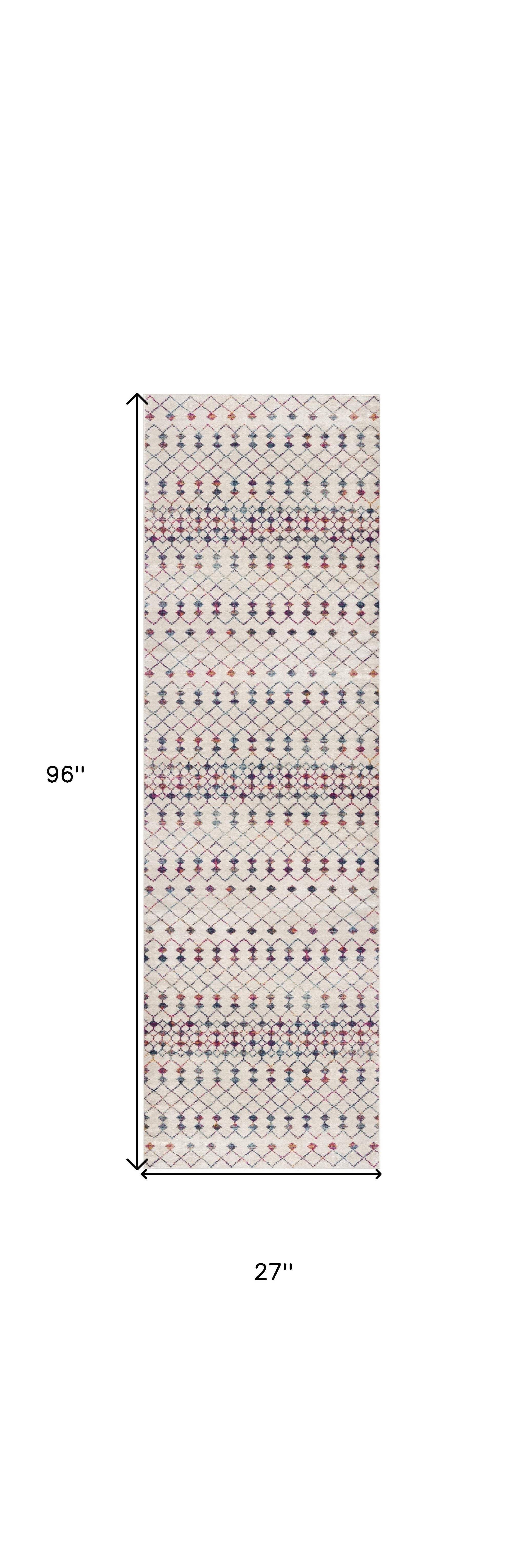 8' Cream Ikat Area Rug - Homeroots - Flyclothing LLC