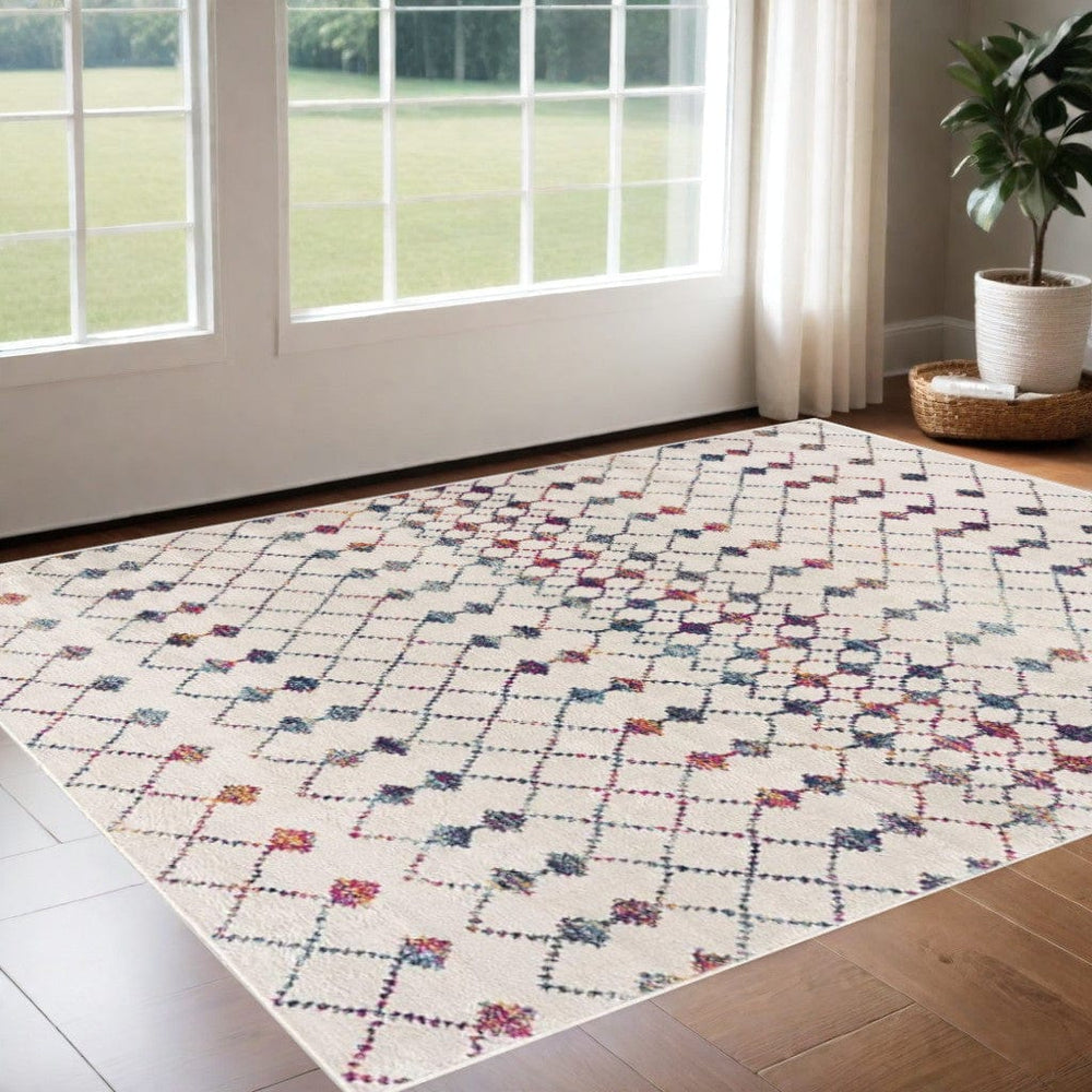 3' X 5' Cream Ikat Area Rug - Homeroots