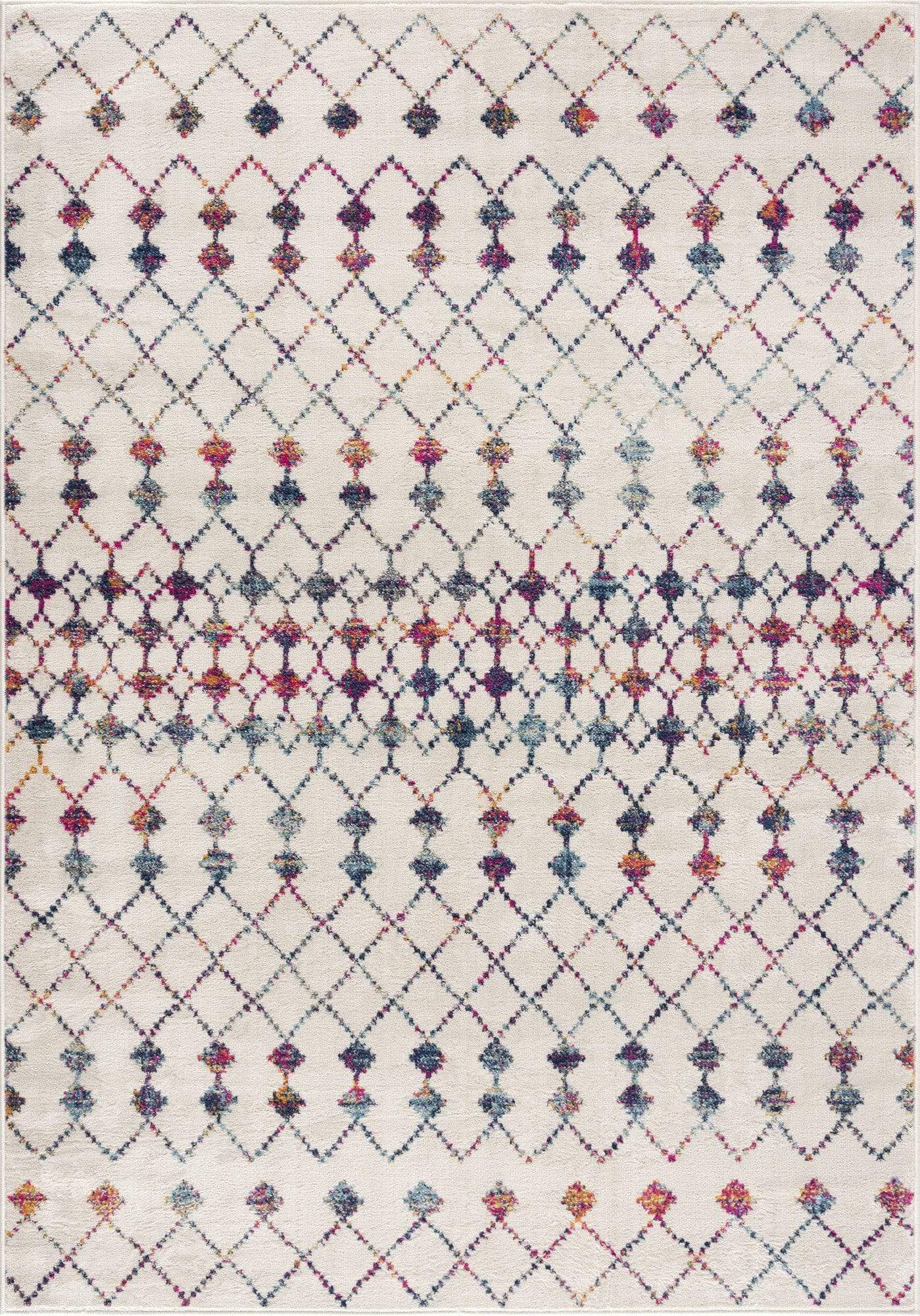 5' X 8' White Modern Geometric Grid Area Rug - Homeroots - Flyclothing LLC