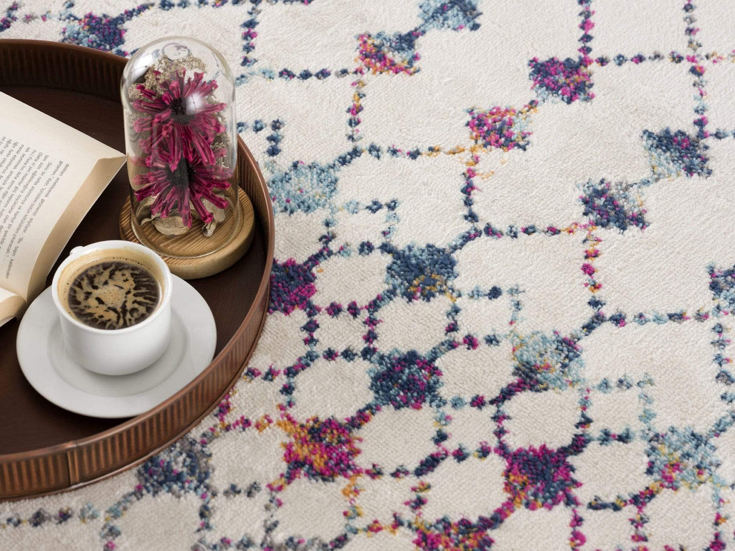 5' X 8' White Modern Geometric Grid Area Rug - Homeroots - Flyclothing LLC