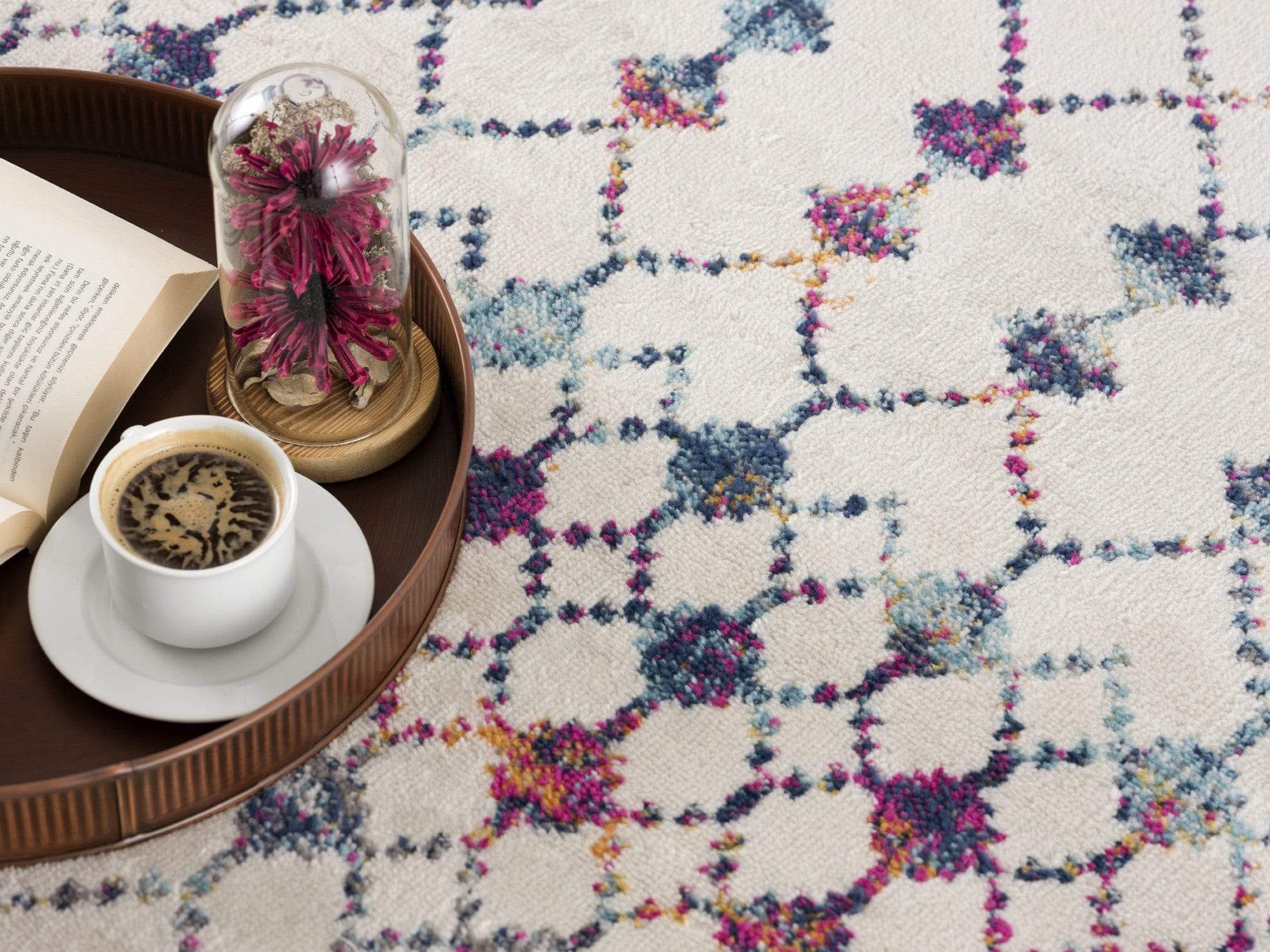 5' X 8' White Modern Geometric Grid Area Rug - Homeroots - Flyclothing LLC