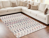 5' X 8' White Modern Geometric Grid Area Rug - Homeroots