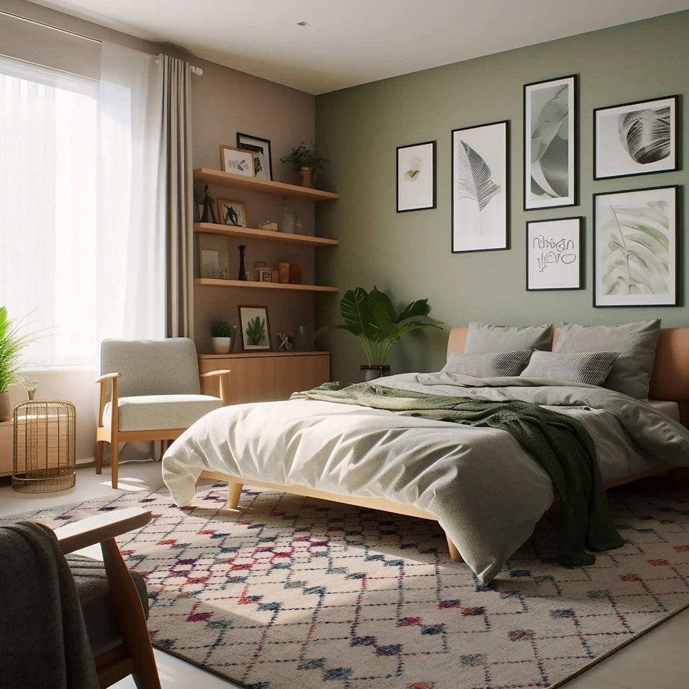 5' X 8' White Modern Geometric Grid Area Rug - Homeroots - Flyclothing LLC