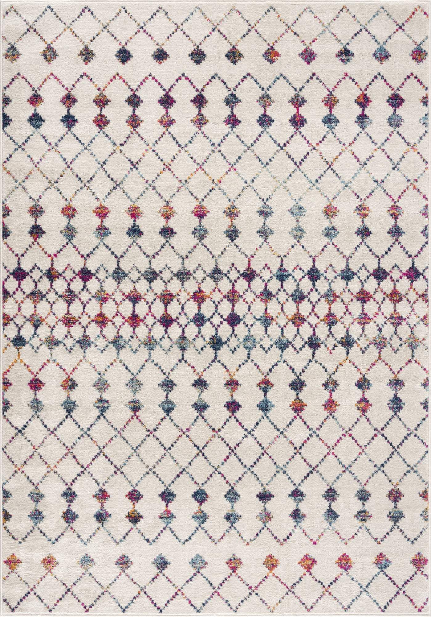 7' X 10' White Modern Geometric Grid Area Rug - Homeroots - Flyclothing LLC
