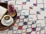 7' X 10' White Modern Geometric Grid Area Rug - Homeroots