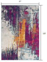 10' Runner Gray and Ivory Abstract Runner Rug