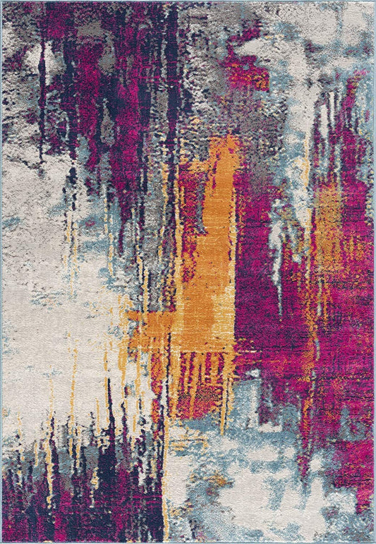 13' Runner Gray and Ivory Abstract Runner Rug