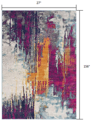 13' Runner Gray and Ivory Abstract Runner Rug