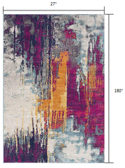 15' Runner Gray and Ivory Abstract Runner Rug