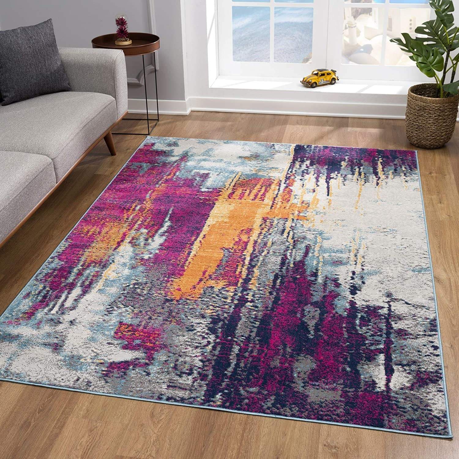 6' Runner Gray and Ivory Abstract Area Rug - Homeroots - Flyclothing LLC