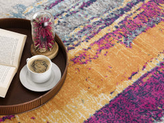 8' Runner Gray and Ivory Abstract Runner Rug
