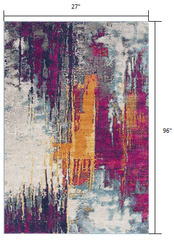8' Runner Gray and Ivory Abstract Runner Rug