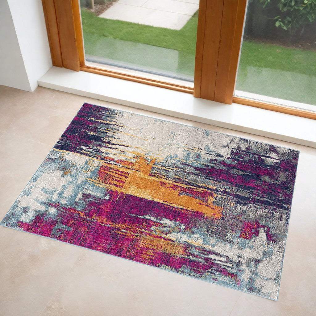3' X 5' Gray and Ivory Abstract Area Rug - Homeroots - Flyclothing LLC