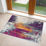 3' X 5' Gray and Ivory Abstract Area Rug - Homeroots