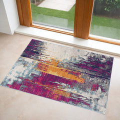 3' X 5' Gray and Ivory Abstract Area Rug