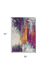 3' X 5' Gray and Ivory Abstract Area Rug - Homeroots - Flyclothing LLC