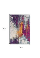 3' X 5' Gray and Ivory Abstract Area Rug