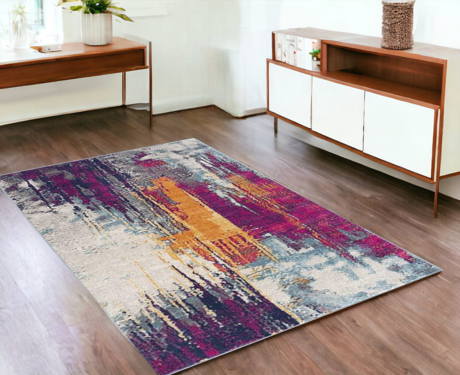 4' X 6' Gray and Ivory Abstract Area Rug - Homeroots
