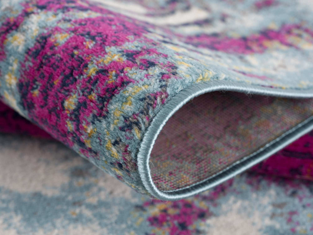 9' X 13' Gray and Magenta Abstract Area Rug - Homeroots - Flyclothing LLC