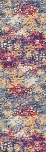 10' Magenta and Gold Abstract Runner Rug - Homeroots - Flyclothing LLC