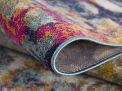 13' Runner Blue and Gold Abstract Runner Rug