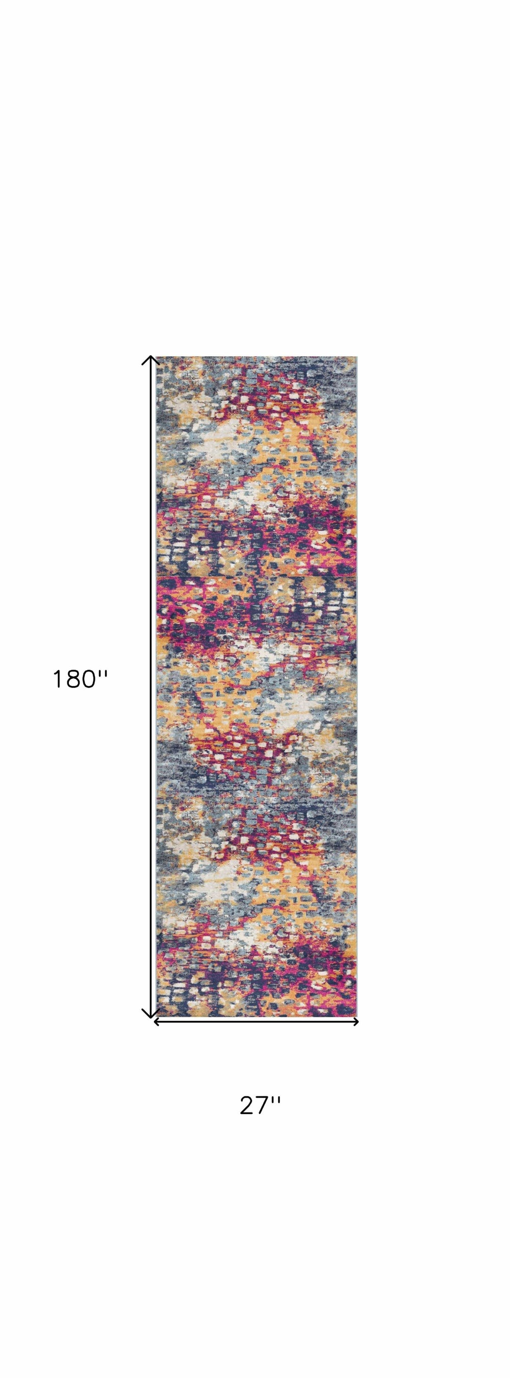 15' Runner Blue and Ivory Abstract Runner Rug - Homeroots - Flyclothing LLC