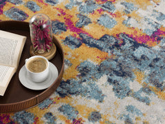 15' Runner Blue and Ivory Abstract Runner Rug - Homeroots