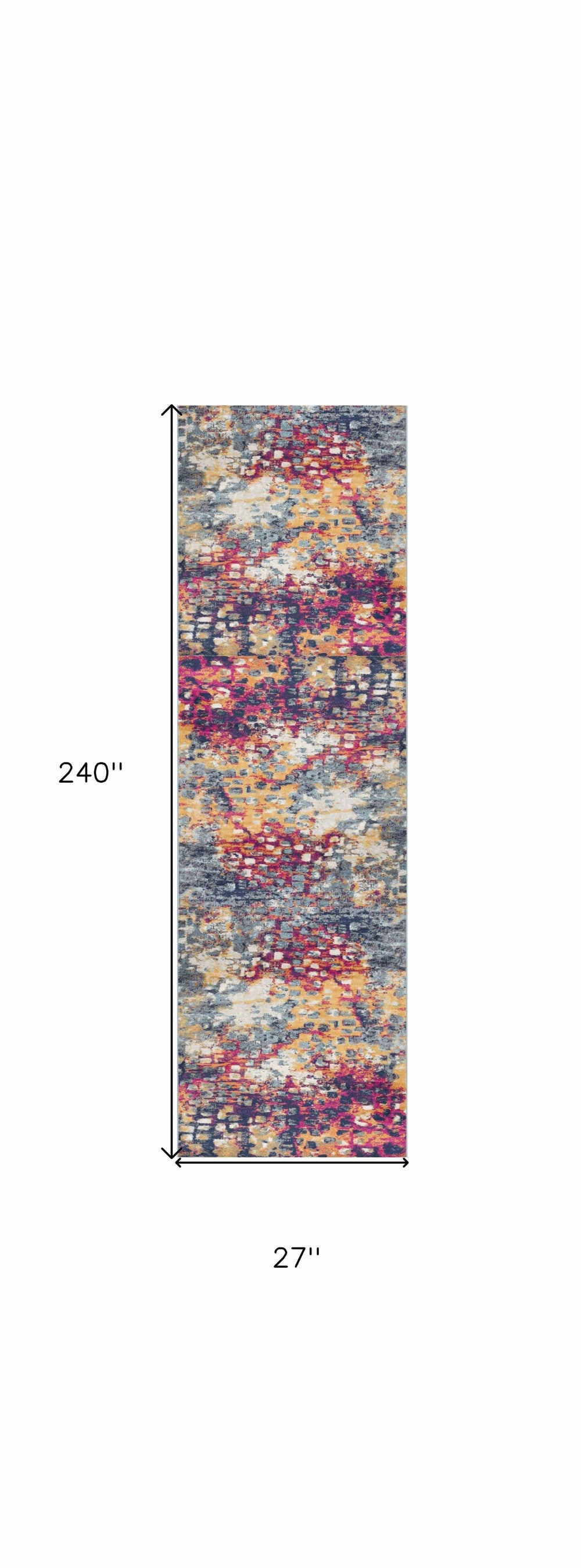 20' Runner Blue and Ivory Abstract Runner Rug - Homeroots - Flyclothing LLC