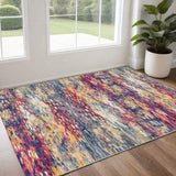 2' X 4' Blue and Ivory Abstract Area Rug - Homeroots - Flyclothing LLC