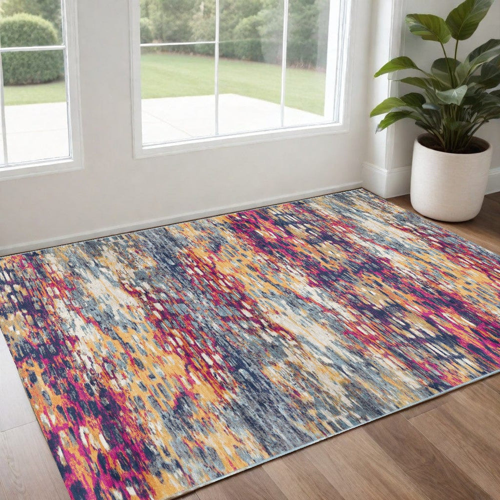 2' X 4' Blue and Ivory Abstract Area Rug - Homeroots